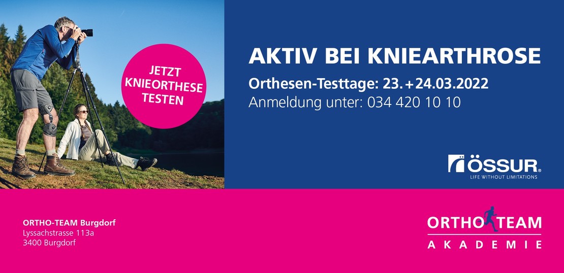 Arthrose Orthesen Testtage in Burgdorf